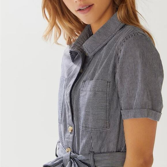 Urban Outfitters Carmen Black and White Conductor Striped Romper, Size Large - Picture 2 of 16